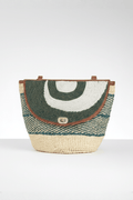 Msitu Mzuri – Grand cabas sisal spirale vert & blanc | Perlacuir