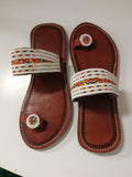 Sandales Cuir Perlées Masai Femme  Artisanat Fait Main Authentique