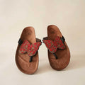 Sandales Cuir Perlées Masai Femme  Artisanat Fait Main Authentique