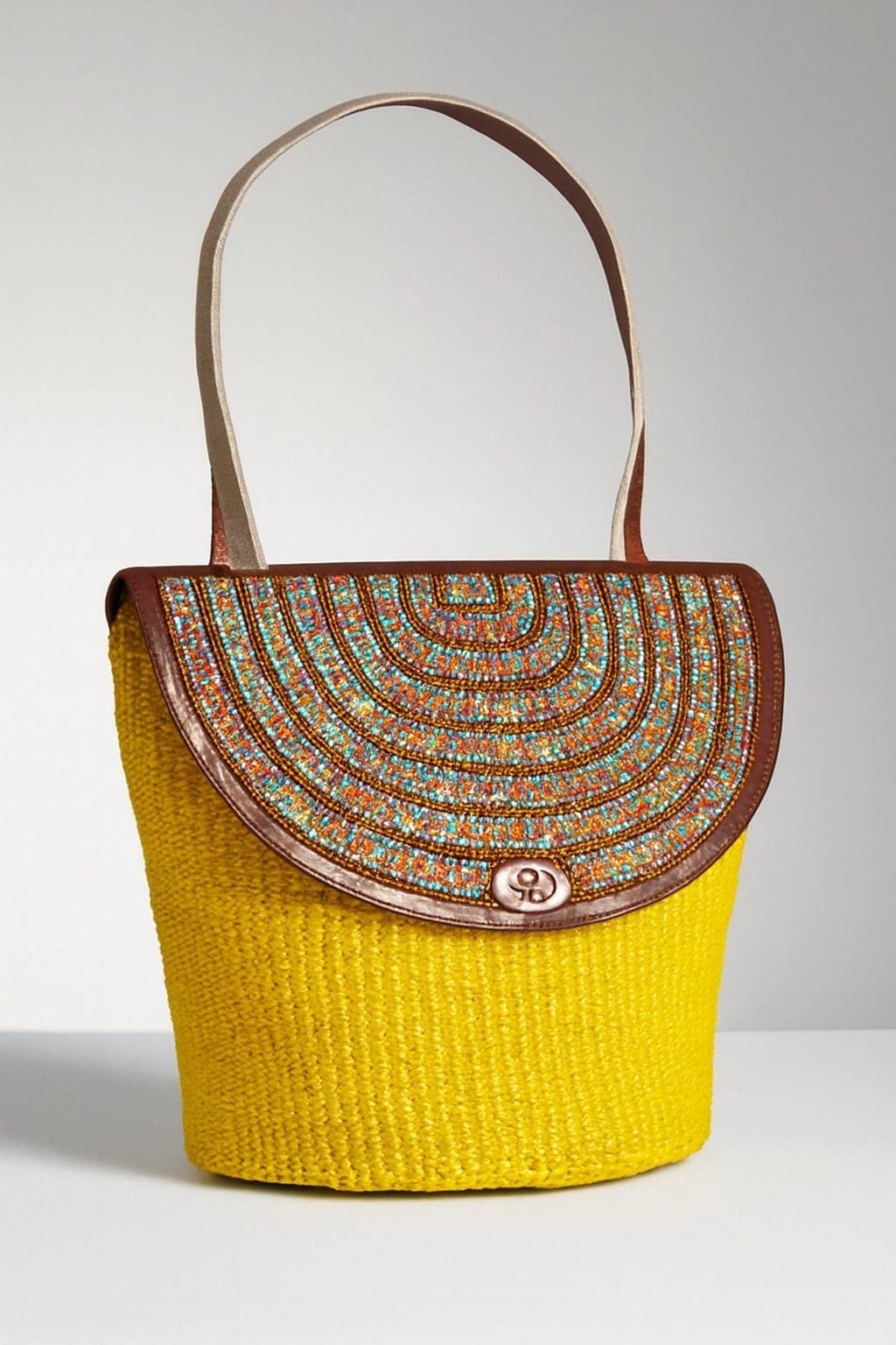 Sac Grand Format Cuir Perlé et Sisal Masai  Artisanat Authentique