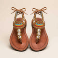 Sandales Cuir Perles et Cauris Masai Femme  Artisanat Unique