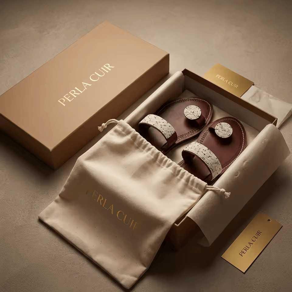 Fedha  Tong cuir bordeaux perles blanches & médaillon argenté | Perlacuir