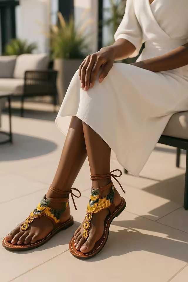 Sandales cuir Masai femme  Élégance artisanale épurée