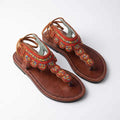 Sandales Cuir Perlées Masai Femme  Artisanat Fait Main Authentique