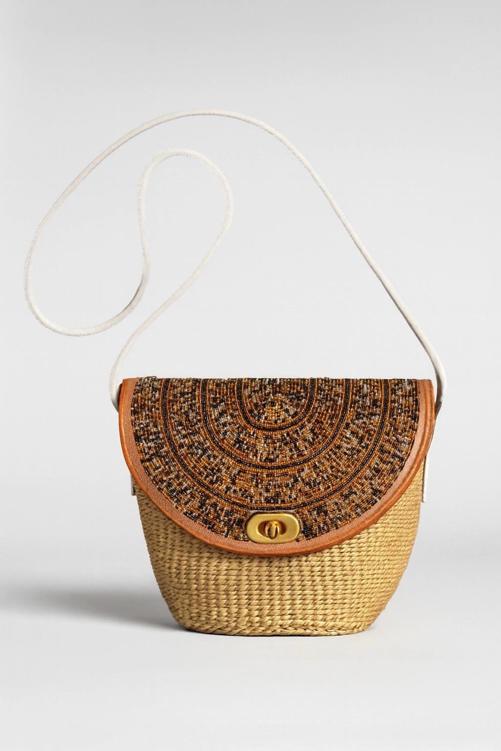 Sac Cuir Perlé et Sisal Masai  Artisanat Authentique