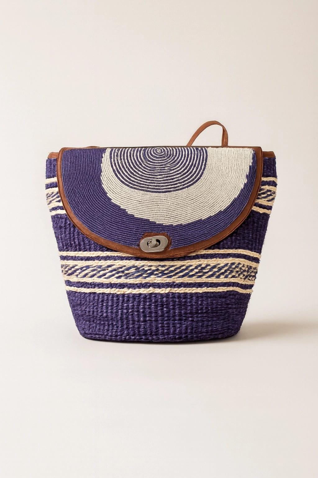 Sac Grand Format Cuir Perlé et Sisal Masai  Artisanat Authentique