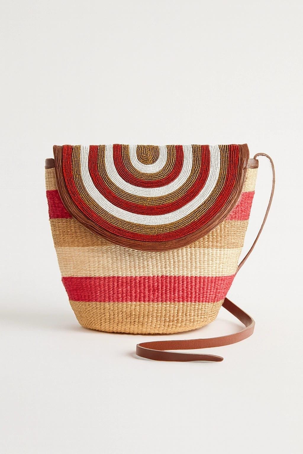 Sac Moyen Format Cuir Perlé et Sisal Masai  Artisanat Authentique