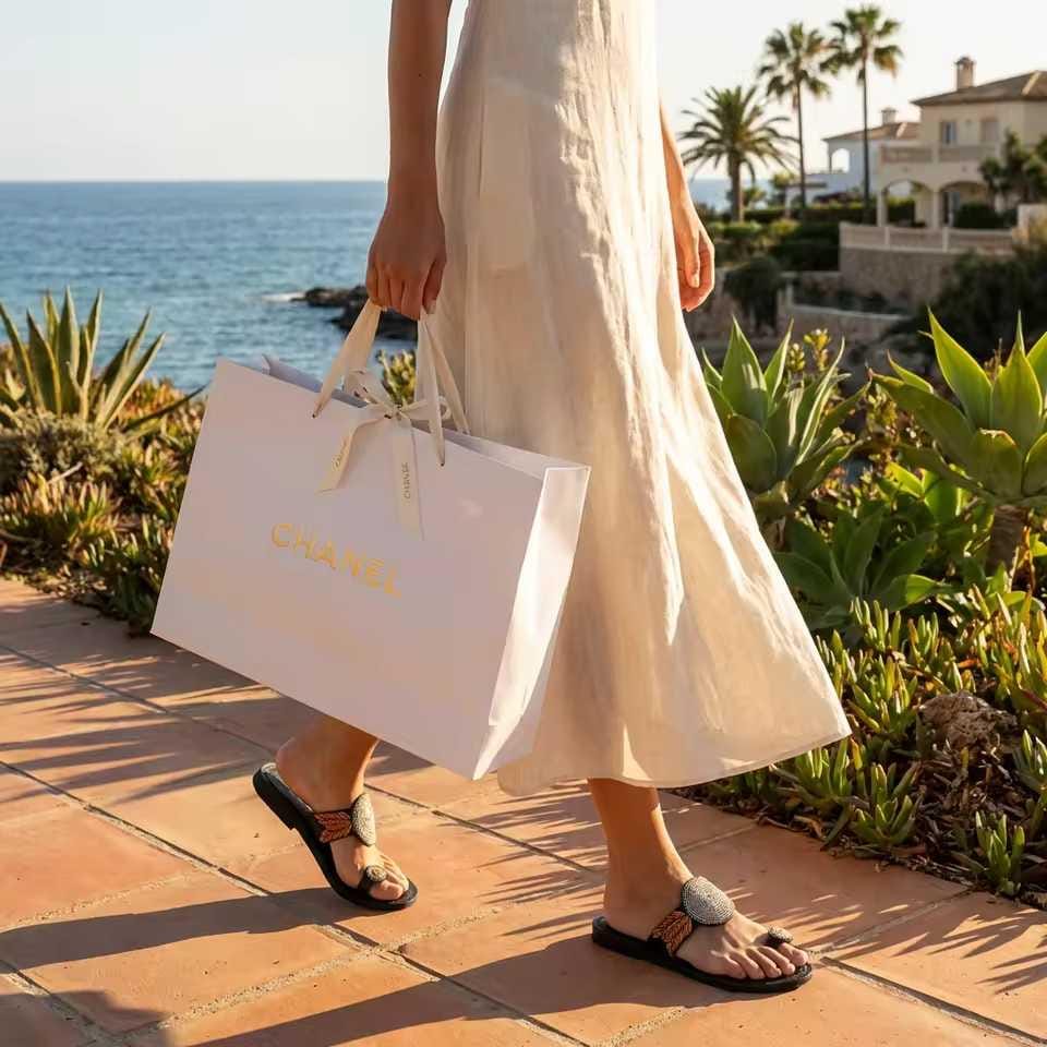 Sandale Masaï « Duara »  Tong cuir noir médaillons spirales blancs & perles multicolores | Perlacuir