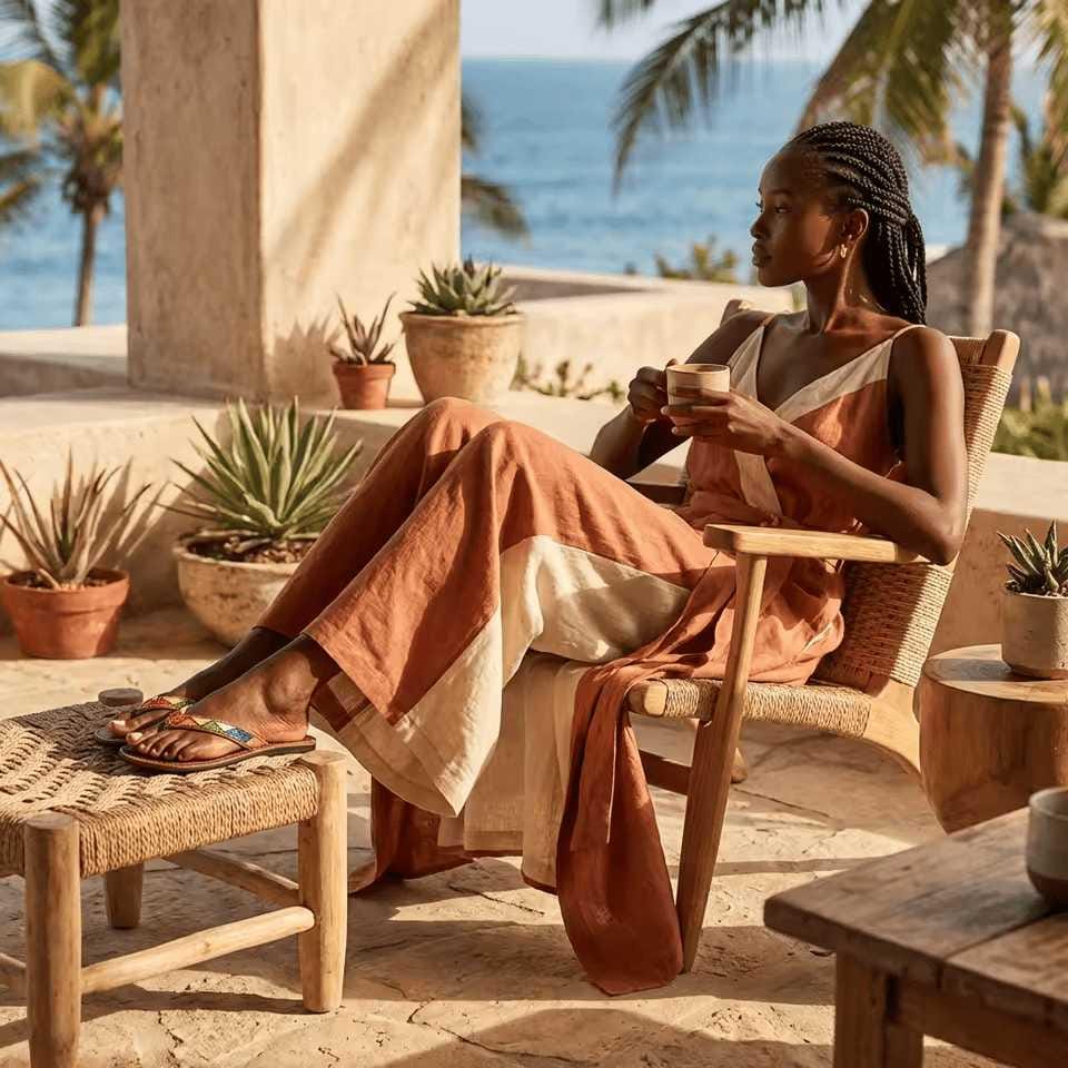 Sandales Cuir Perlées Masai Femme  Artisanat Fait Main Authentique