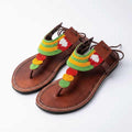 Sandales Cuir Perlées Masai Femme  Artisanat Fait Main Authentique