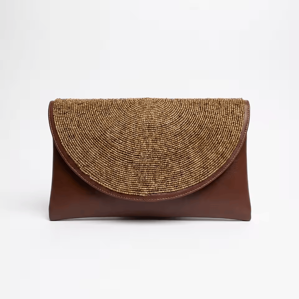 Pochette Cuir Perlée Masai – Accessoire Artisanal Authentique