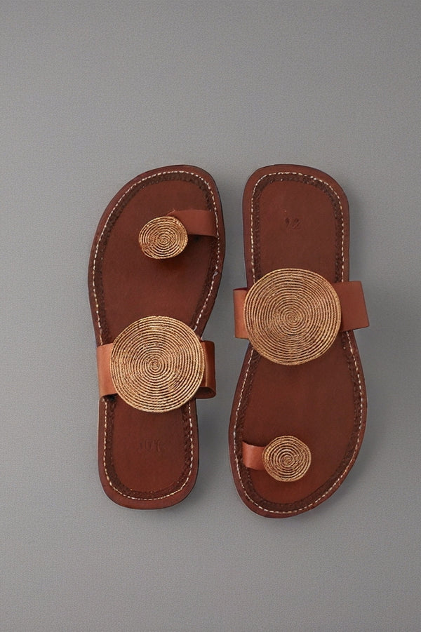 Sandales en cuir perlées confortable