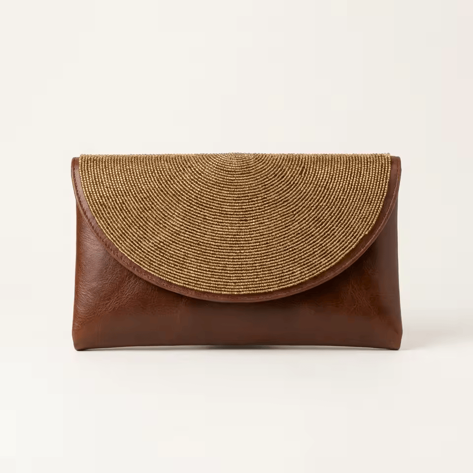 Pochette Cuir Perlée Masai – Accessoire Artisanal Authentique