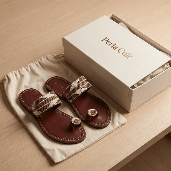 Sandales Cuir Perlées Masai Femme – Artisanat Fait Main Authentique