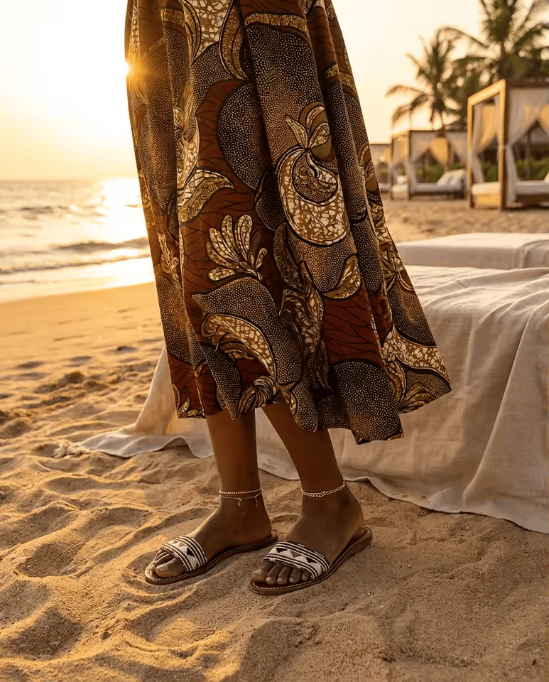 Sandales Cuir Perlées Masai Femme – Artisanat Fait Main Authentique