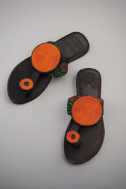 Sandales en cuir perlées confortable