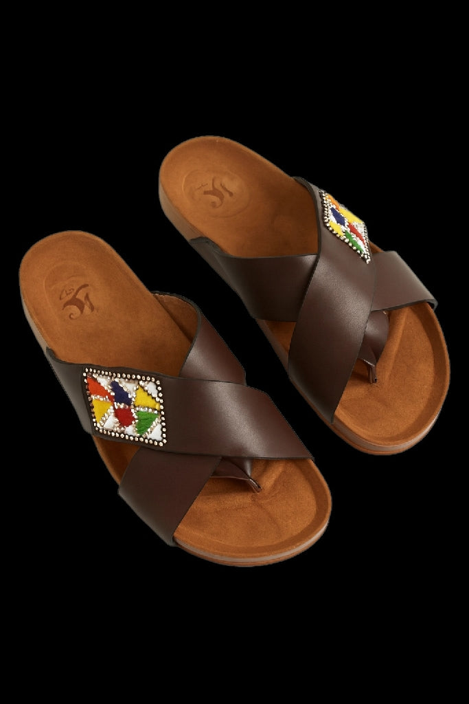 Sandales en cuir perlées pour Homme confortable