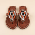 Jicho – Tong cuir bordeaux médaillon ovale perles Masaï | Perlacuir