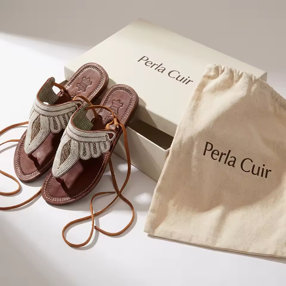 Sandales Cuir Perlées Masai Femme – Artisanat Fait Main Authentique
