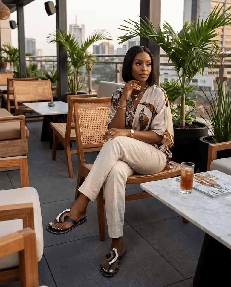 Sandales Cuir Perlées Masai Femme – Artisanat Fait Main Authentique