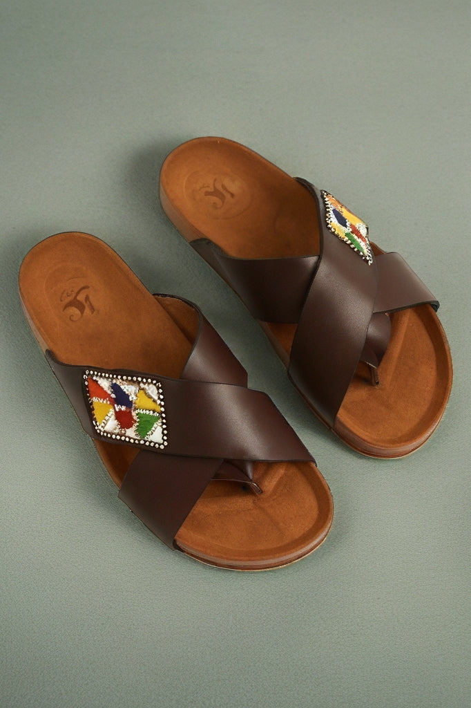 Sandales en cuir perlées pour Homme confortable