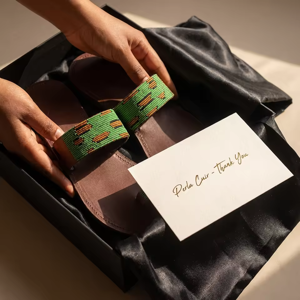 Sandales Cuir Perlées Masai Femme – Artisanat Fait Main Authentique