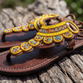 Msururu – Sandale cuir perles Masaï lanières cheville | Perlacuir