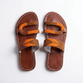 Mkeka – Mule cuir marron bandes tressées camel | Perlacuir
