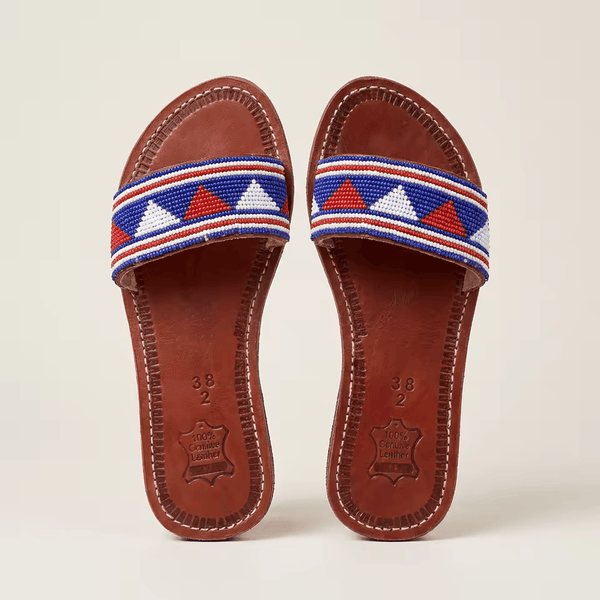 Sandales Cuir Perlées Masai Femme – Artisanat Fait Main Authentique