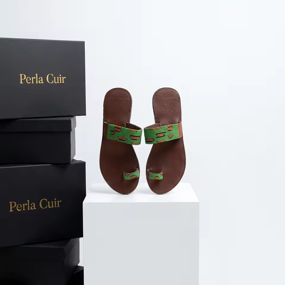 Sandales Cuir Perlées Masai Femme – Artisanat Fait Main Authentique