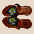 Sandale Masaï « Imara » – Tong cuir perles Masaï artisanale | Perlacuir