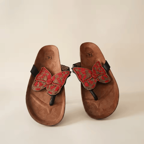 Sandales Cuir Perlées Masai Femme – Artisanat Fait Main Authentique