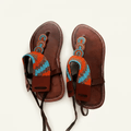 Sandale Masaï « Safi » – Tong cuir perles Masaï pure & élégante | Perlacuir